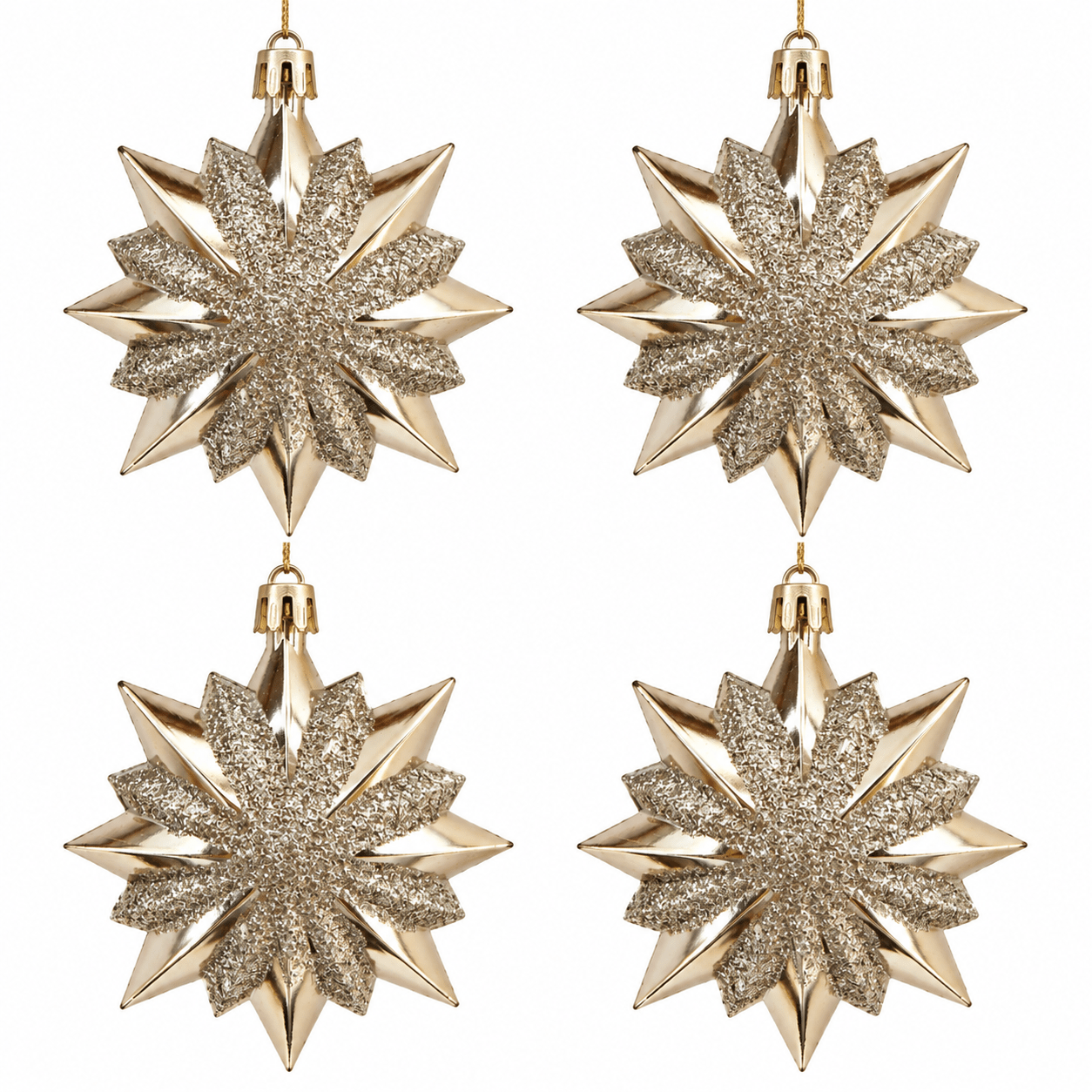TEMU 4 pezzi 9 cm/3,55 pollici Decorazione albero di Natale a forma di ciondolo, ciondolo decorativo per l' festiva, a forma di stella, decorazione