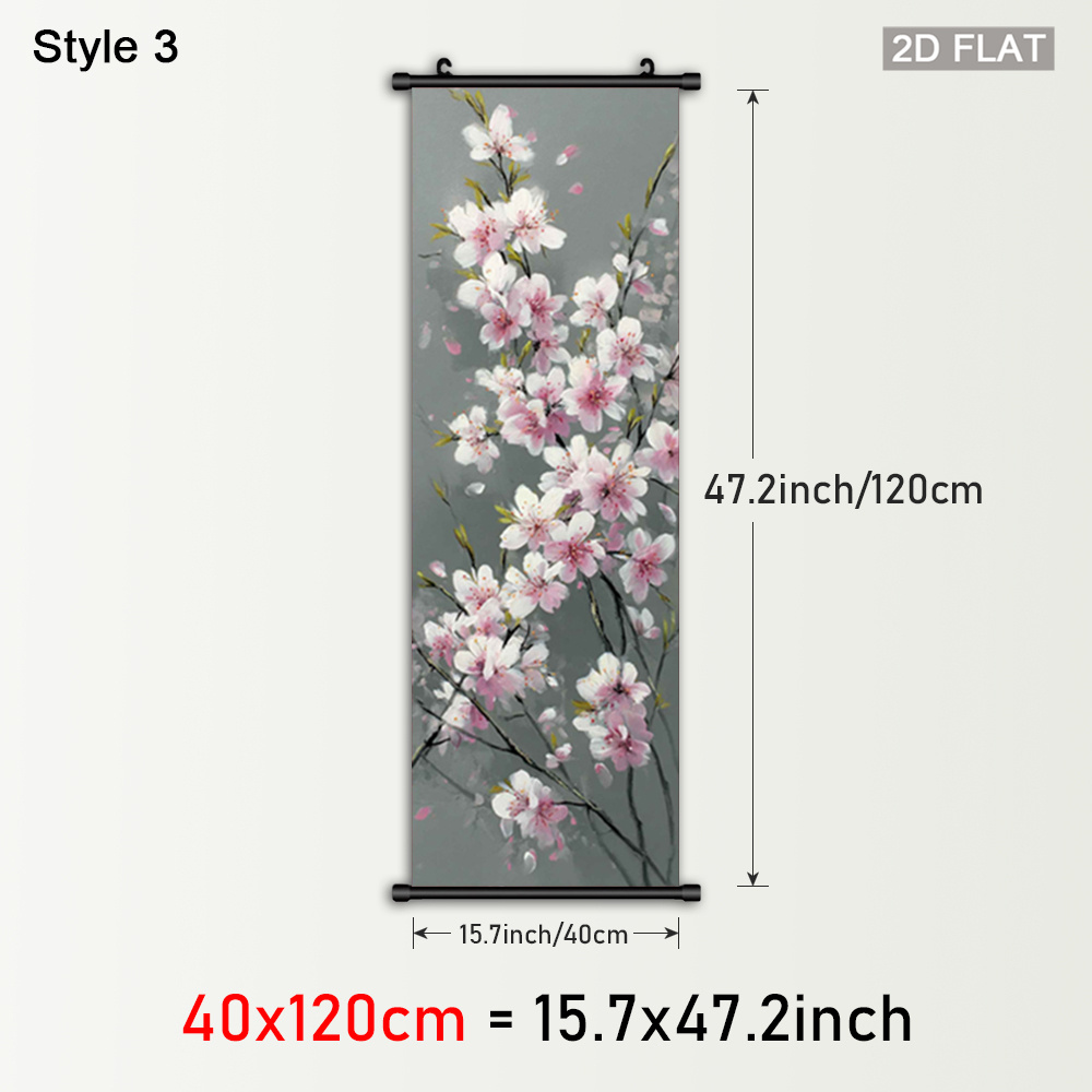 TEMU 2d Flat, 2d Flat, 1 Framed Poster Featuring Japanese Aesthetics, Showcasing A Koi . It Includes A Plastic Hanging Painting Of Cherry Blossoms, A