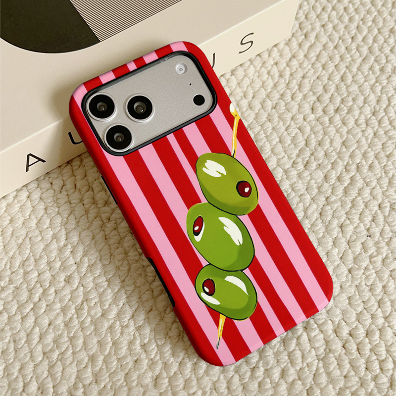 TEMU Phone Case: 1 Drop-proof, Minimalist, And Premium Olive String Pattern Phone Case; A -one Film-coated Hard Tpu Material Phone Case, Suitable For