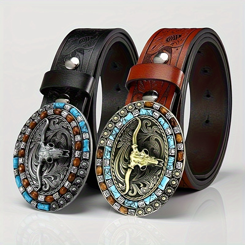 engraved techfloral western leather belt for vintage country  display picture 1