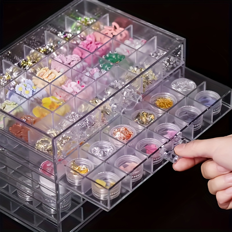 5 layer plastic jewellery storage box with 120 compartments removable desktop storage box with drawers for storing earrings bracelets necklaces and rings transparent nail art accessory box