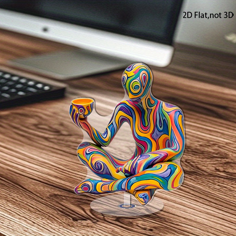 2D Flat Uplifting Abstract Human Sculpture