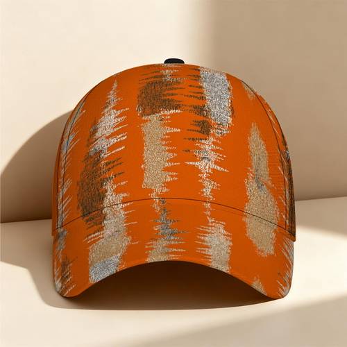 1pc orange abstract printed casual baseball cap for men and women adjustable back closure sun hat outdoor activities camping trips and daily wear