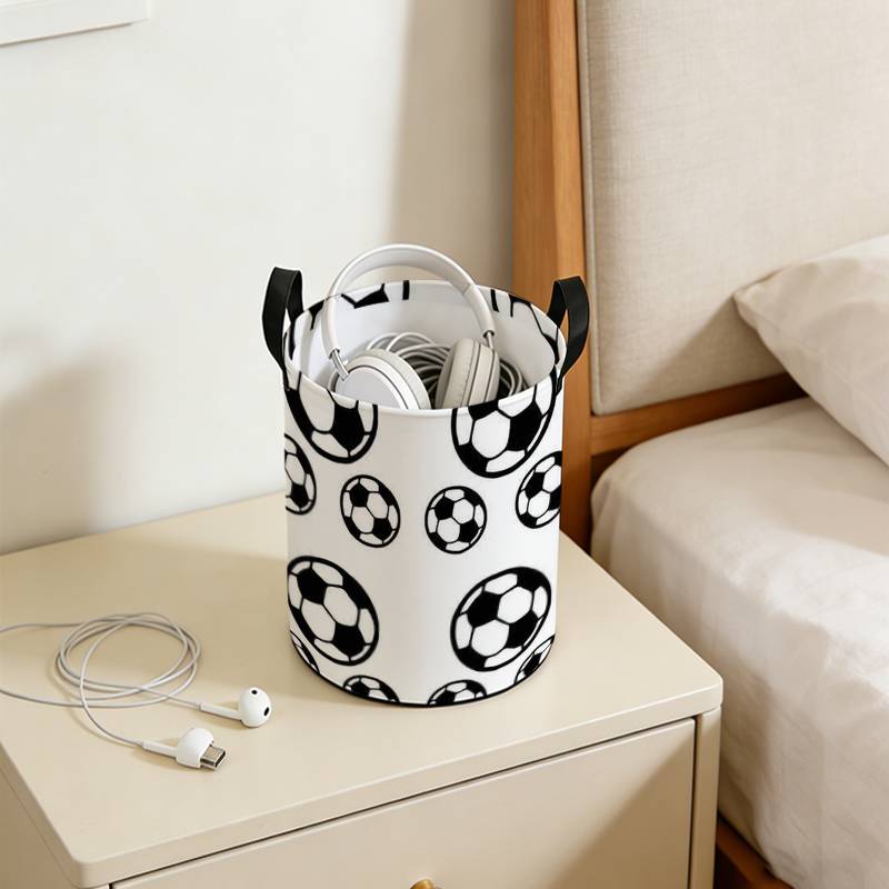 TEMU 1pc Mini Panier de Rangement, Panier de Rangement à Impression Plate 2D, Motif de Football, Facile à Organiser le Désordre de Bureau, Article