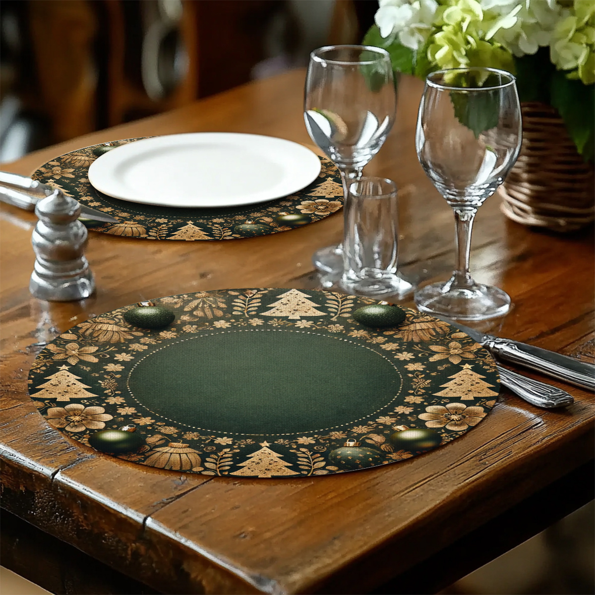 2 4 6pcs elegant green placemats durable