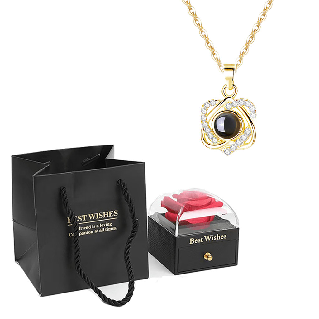 100 Languages I Love You Projection Double Heart Pendant Necklace