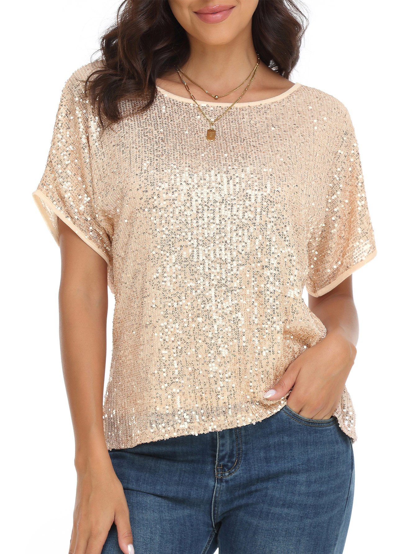 ladies sparkly evening tops
