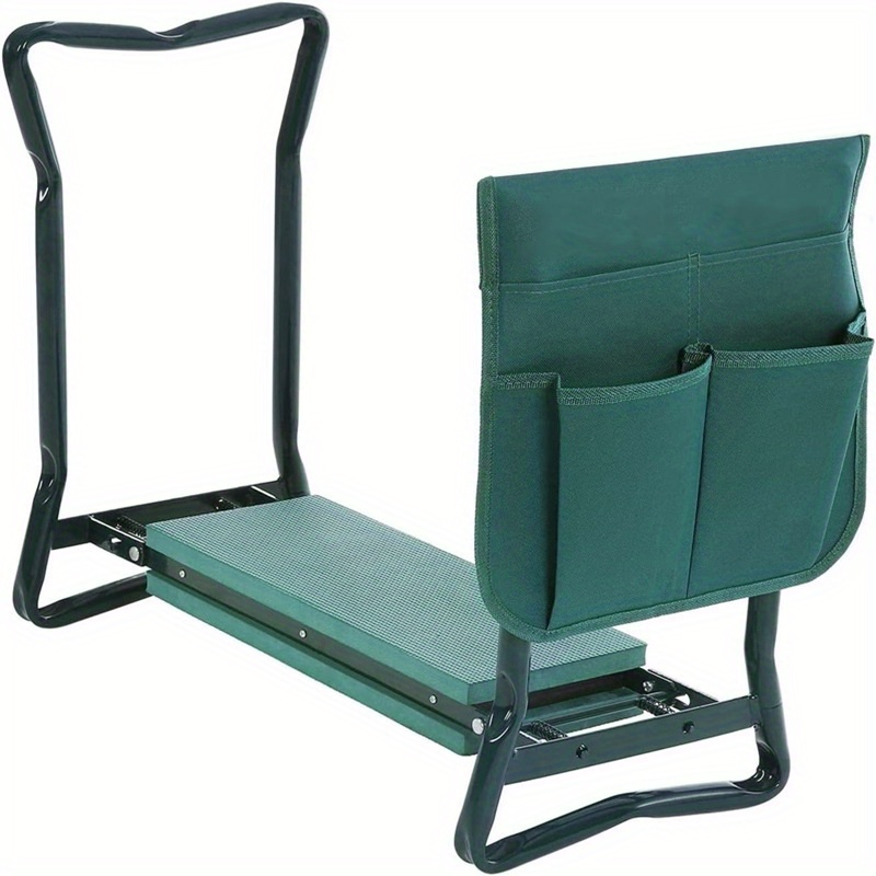 Height-adjustable Kneeling Bench For Gardening, Load Capacity 180kg, Foldable Garden Stool With Tool Pockets, Kneeling Aid For Gardening, 60 X 50 X 28cm, Black (standard)
