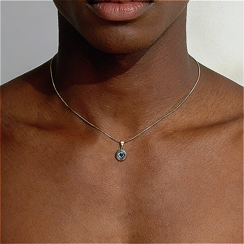 TEMU 1 Collar Ojo de Ángel de Titanio 316L 316L 316L 316L de Acero Inoxidable, Cadena de Clavícula Chapada en Oro de 18K para Hombre, Colgante con