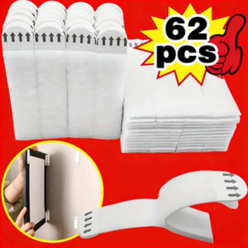 TEMU Crochets Muraux Perçage pour Photos, Cadres et Étagères - Bandes Adhésives pour Accrocher des Tableaux avec Crochets Amovibles, Retrait Dommage,