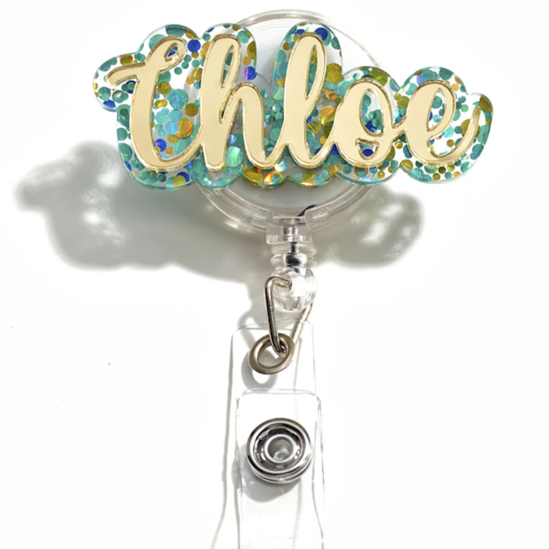 TEMU Custom Acrylic Name Brooch, Custom Acrylic Name Badge With Snap Closure, Custom Bling Double-layer Mirror Acrylic Badge, Personalized Id Brooch