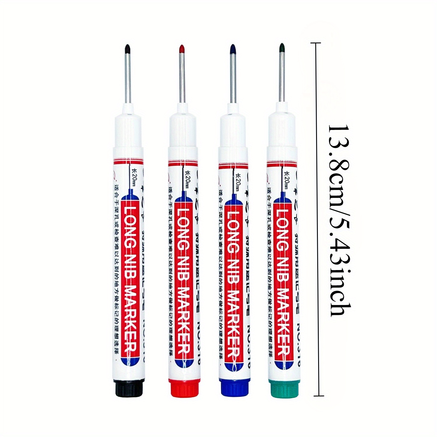 15pcs Long Nib Markers - Oil-Based Carpenter'S Pens for Deep Holes, Ideal for Ceramic, Wood, Plastic, Metal - Perfect for Bathroom Installation & Decor Fixing, Construction Tools | Long Nib Markers | Oil Based Ink