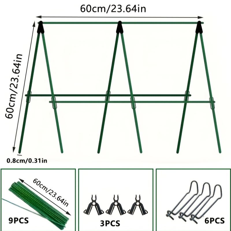 TEMU 18pcs Sturdy Metal Climbing Plant Garden Lattice, 3 6 Vertical Bars 3a Forks 6 Spring Buckles-very Suitable For , Beans And Tomatoes-durable
