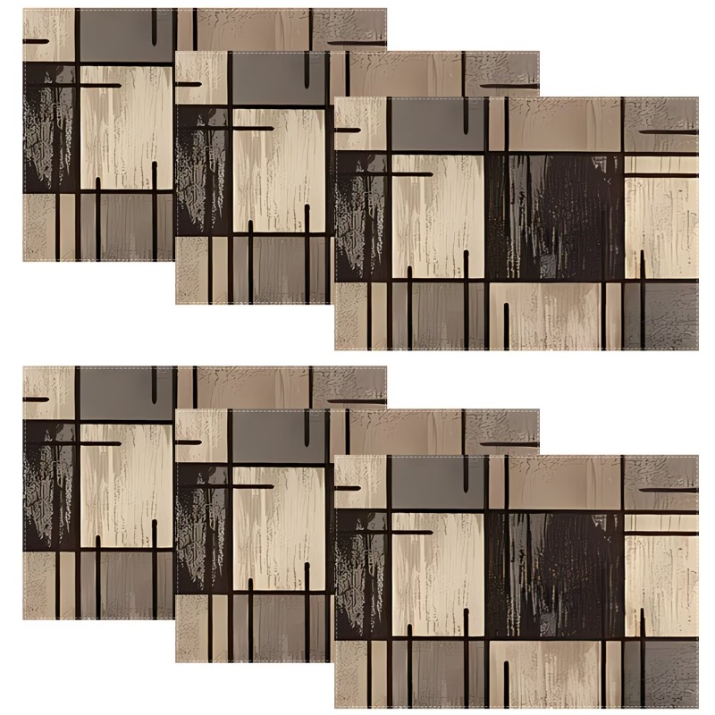 TEMU 6/8pcs Brown And Beige Color-block Placemats (34 X ) Are Perfect For Seasonal Kitchen Decor, Festive Dining Table Settings, And Indoor And