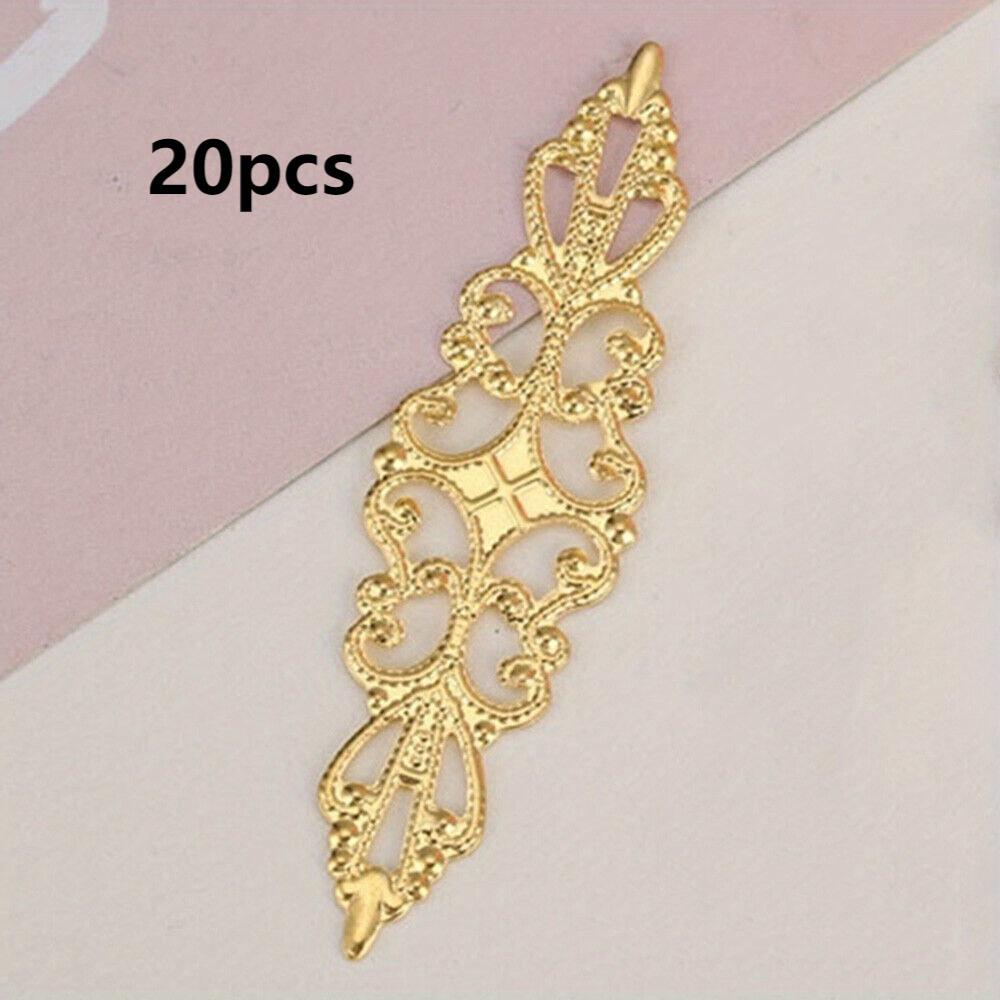 Image of Set Of 20 Pointed Diamond-shaped Hollow Flower Pieces Measuring 15*57mm, Perfect For Retro Projects, Including Book And Photo