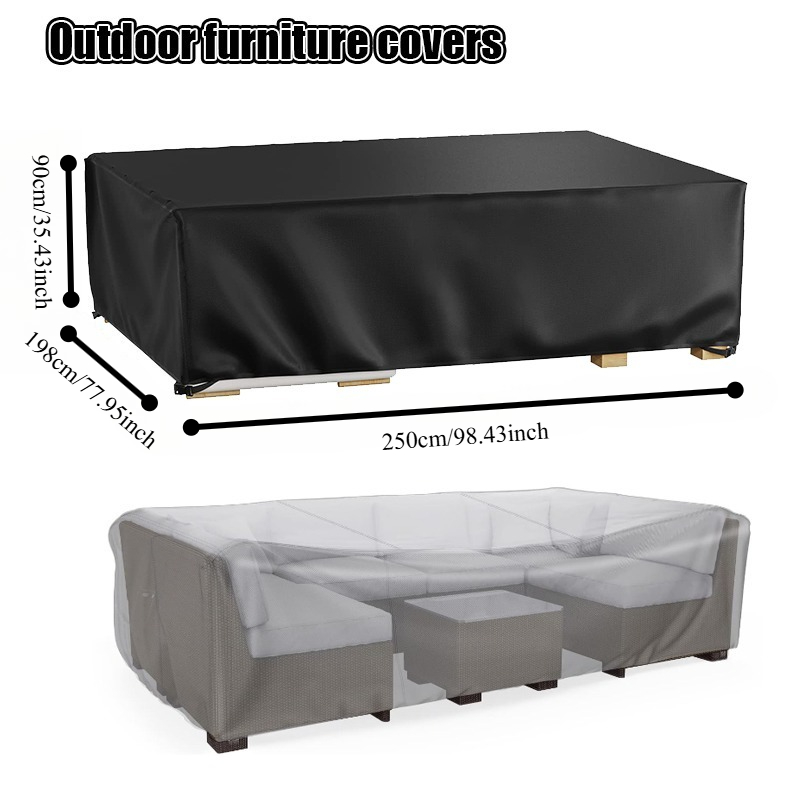 Image of Garden Furniture Cover With Windproof Buckles And Drawstring, Suitable For Garden Tables, Chairs And Patio Furniture.
