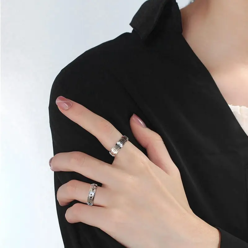 3pcs 316l 316l stainless steel spinner rings for - moon, star, flower fidget bands for relax, wedding promise rings, everyday & party wear, perfect gift for holidays, music festivals, father s day, thanksgiving, easter, relax rings | minimalist rings | durable rings, without battery Product details 3