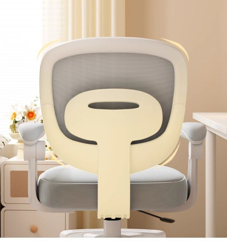 Silla de Trabajo Giratoria Ajustable con Cojín Suave - Silla de Oficina Ergonómica con Movilidad de 5 Ruedas, Estructura de Metal Resistente y Acolchada - Diseño Moderno Rosa y Gris para el Hogar