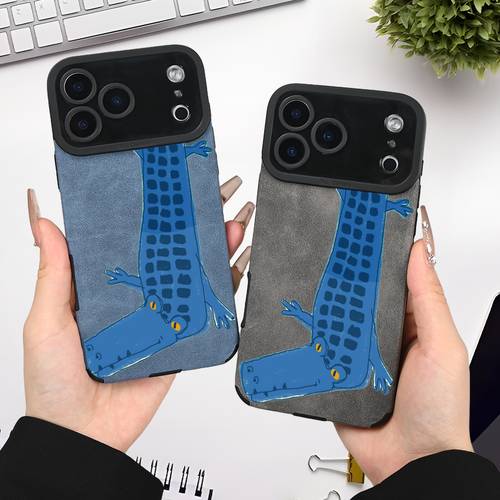 telefoonhoesje: speels telefoonhoesje met 2d- van cartoonkrokodil, stijlvol en valbestendig, beschermt je geliefde telefoon terwijl het een unieke laat zien. geschikt voor modellen van de iphone-serie 17/16/15/14/13/12/11/air/pro/pro max/plus. een selectief creatief cadeau voor