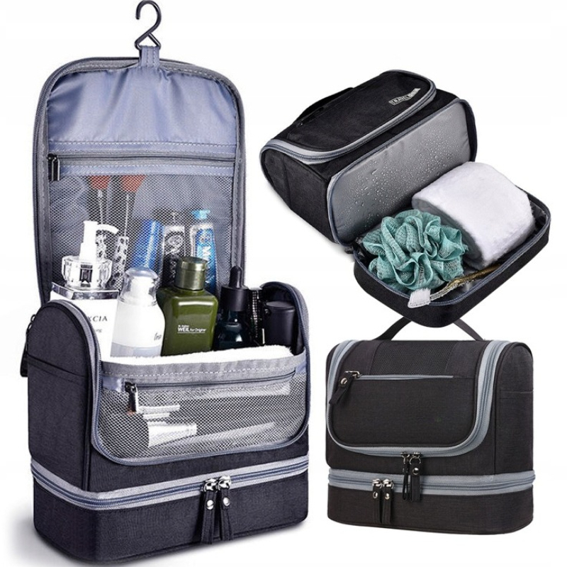 TEMU 1pc Women's Hanging Travel Toiletry Bag - Large Capacity Moisture-proof Foldable Cosmetic Organizer With Adjustable Hook & Hanging System,