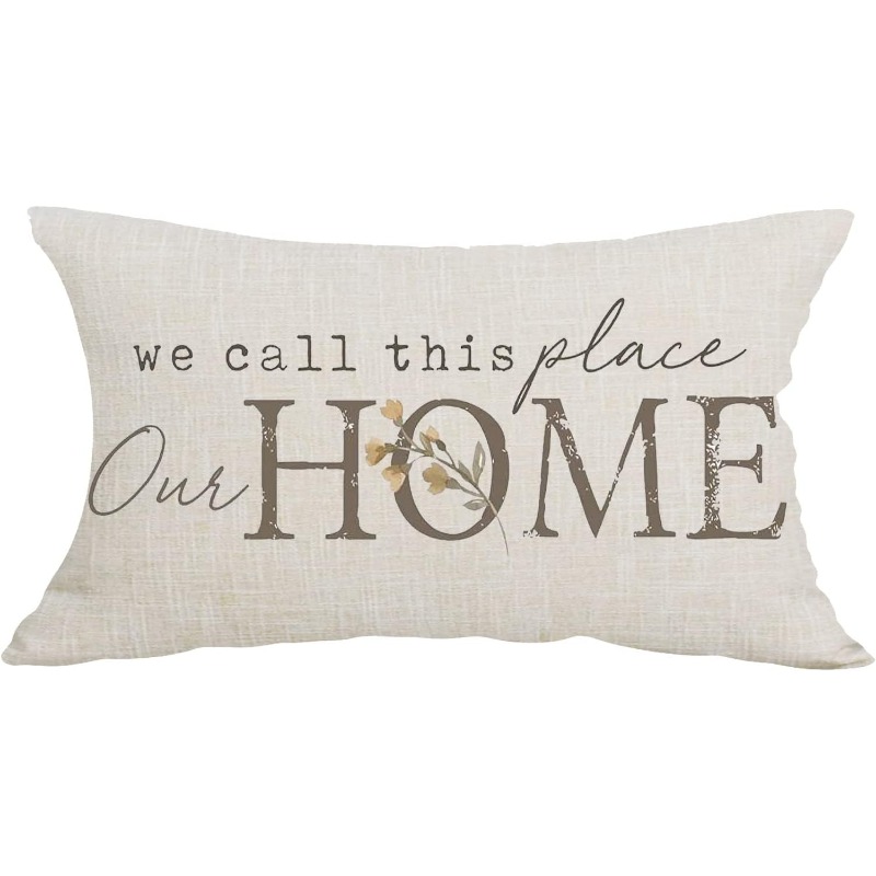 TEMU 2d Flat - 1pc Of 2d Flat Printing, Decorative Throw Pillow Cover Featuring Brown Word Art That Says 'we Call This '. This Lumbar Pillowcase Is