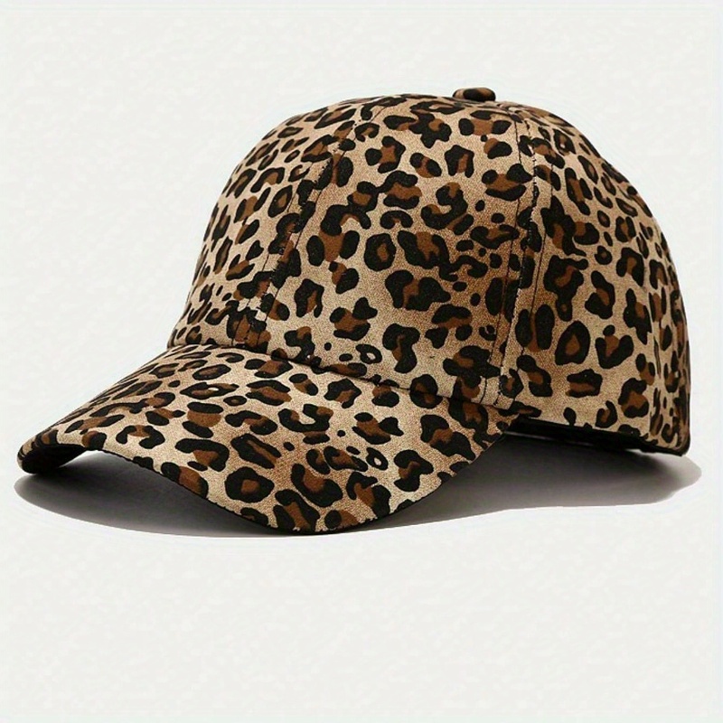 TEMU 2025 Trendy Streetwear Leopard Print Baseball Cap For Women, Casual Party Headgear, Outdoor Sun Hat