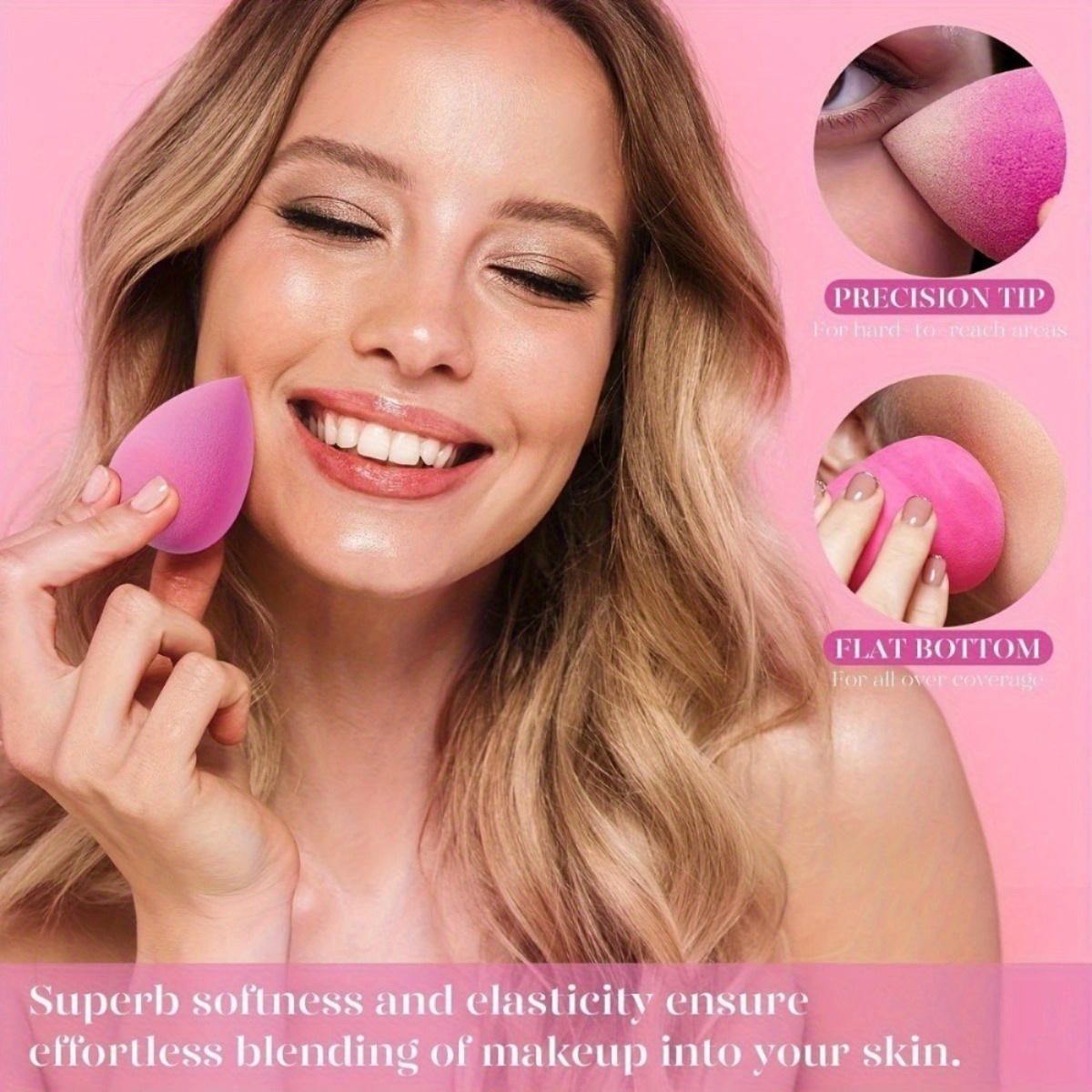 2 stuks beauty makeup sponge powder puff set, beauty makeup ei, latex-vrije beauty makeup puff voor vloeibare, crème en foundation   beauty tools details 1