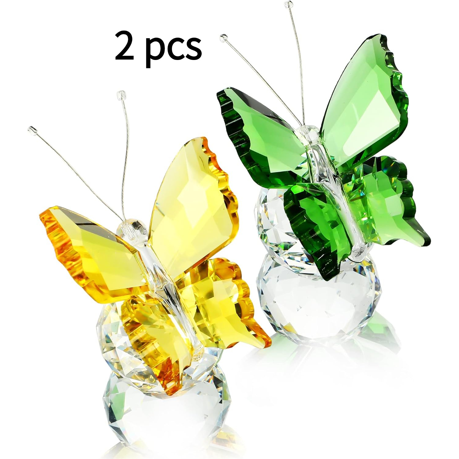 TEMU Handmade Crystal Flying Figurine Collectible, Glass Figurines And Statues, Table Centerpiece Crystal Paperweight Decorative, Pack Of 2
