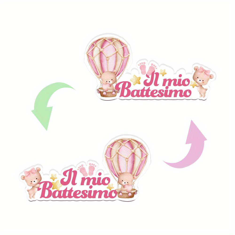 TEMU 2D Piatto, 2D Piatto Putuo Decor 1pz Targa PVC Bifacciale Italiana per Tavolo, Il mio Battesimo, Decorazione da Scrivania per Casa Soggiorno ,