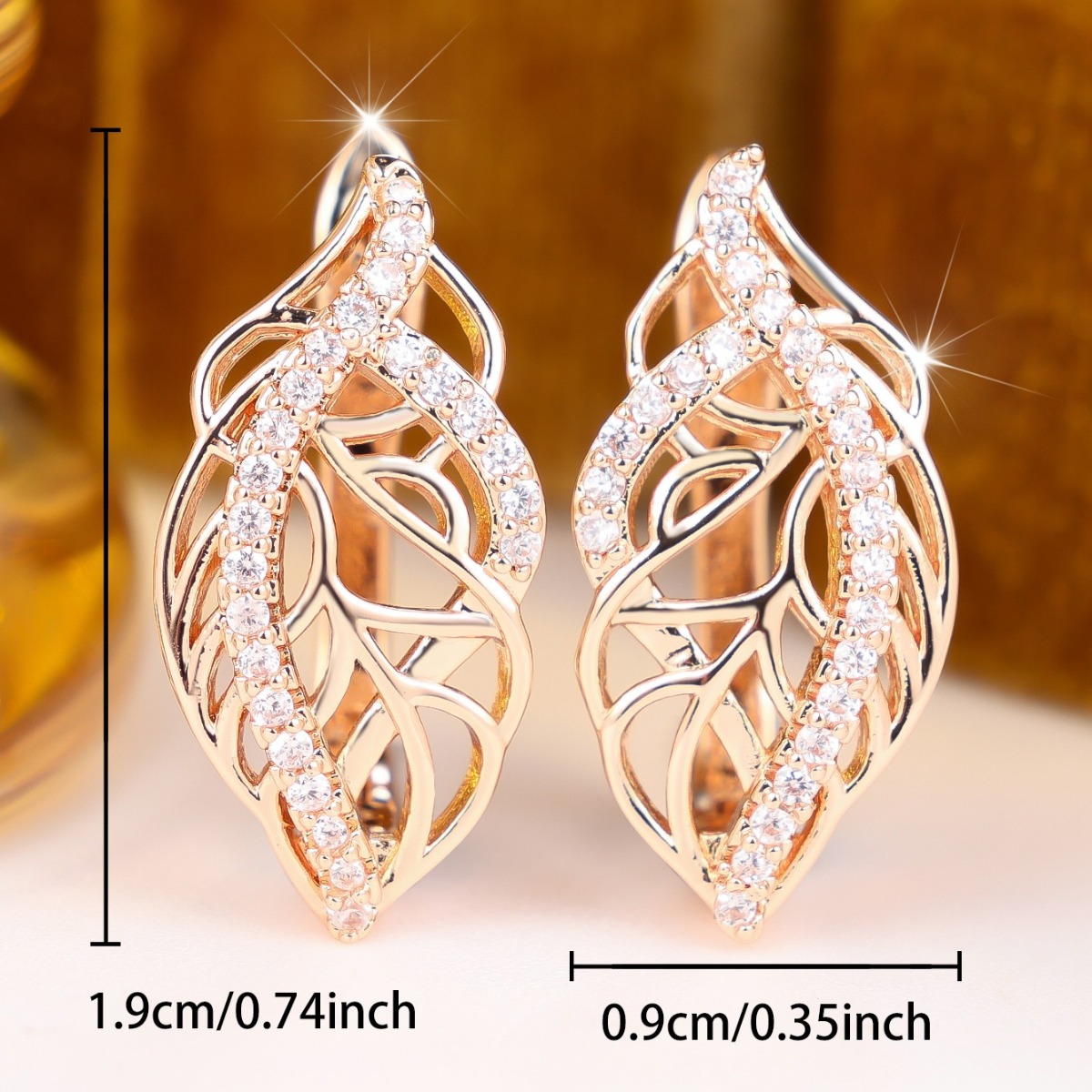 Men's Hollow-Out Leaf Ear Cuffs with Sequin Accent