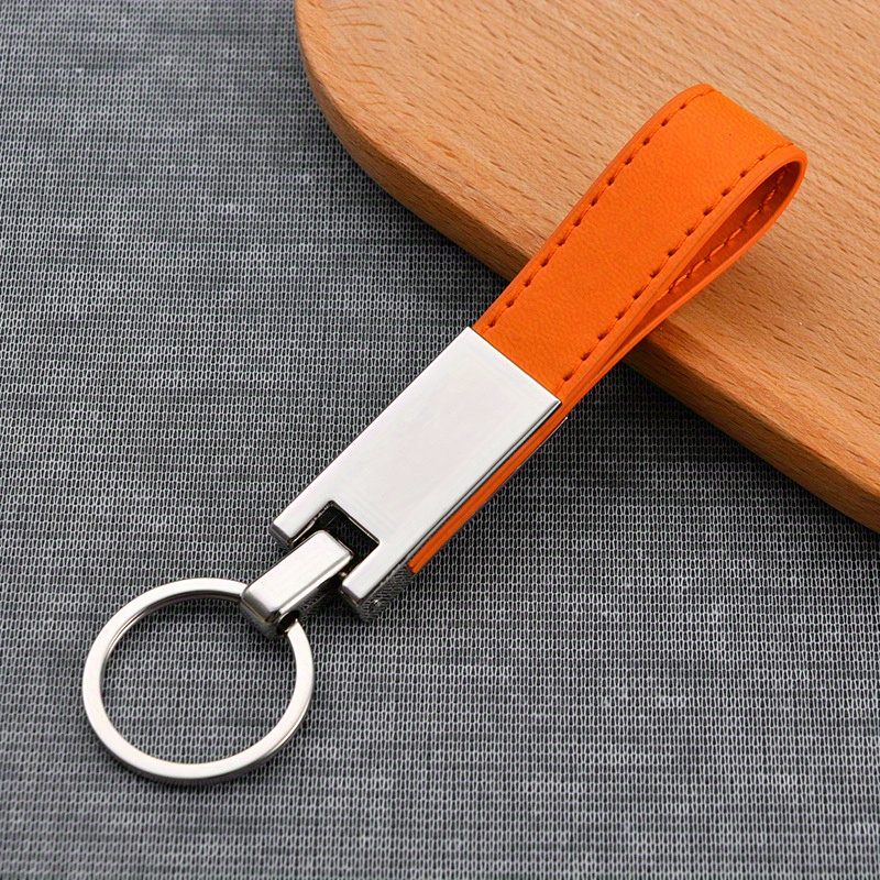 1pc Stylish Leather And Alloy Key Ring For Men, Ideal Gift For