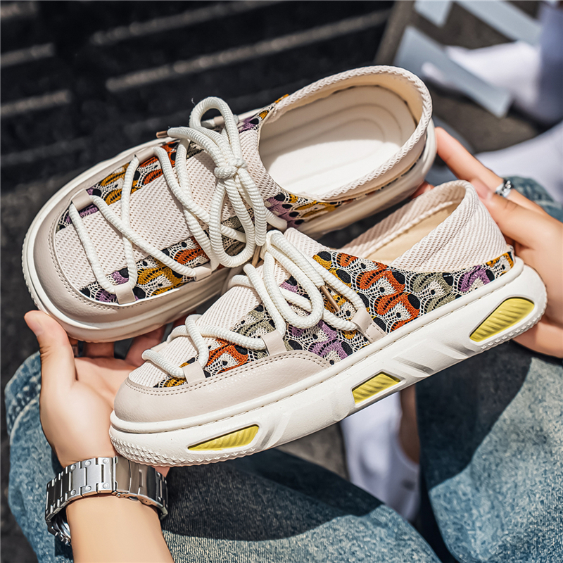 Men's Trendy Printed Half Slide with Soft Cushioning