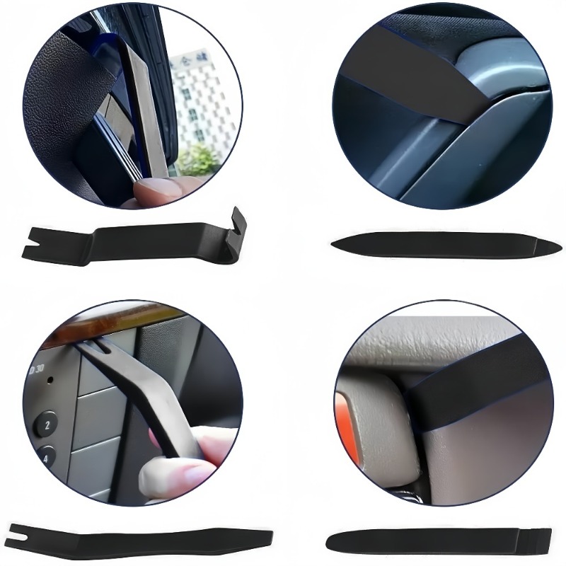 TEMU 4pcs Professional Car Interior Removal Tool Set, Includes Scratch-free Plastic Pry Bars, Suitable For Door Panels, Control Panels, And Screws,