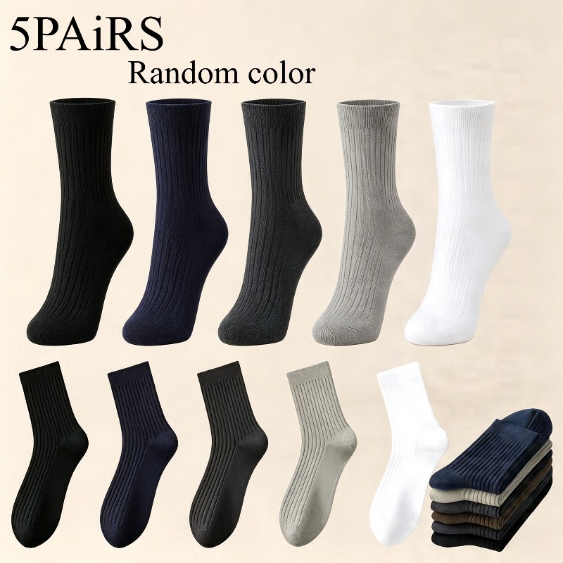 TEMU 5 Pairs Men' Color Sailor Socks, Sweat-absorbing And Breathable Socks, Suitable For , Business Socks, Athletic Socks, Unisex Socks, Random
