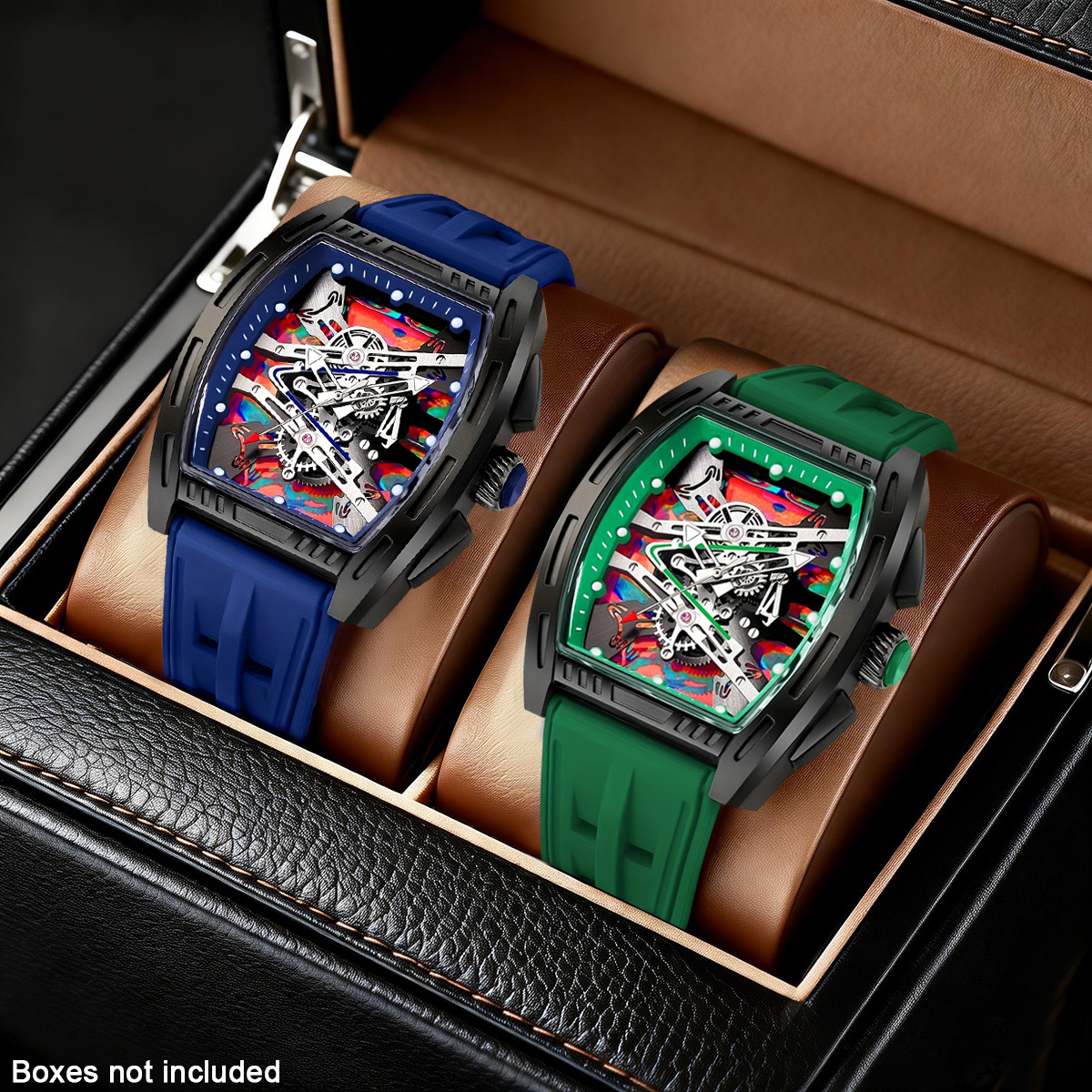 2pcs Men's Barrel-Shaped Quartz Wristwatch Set, Stylish Gift