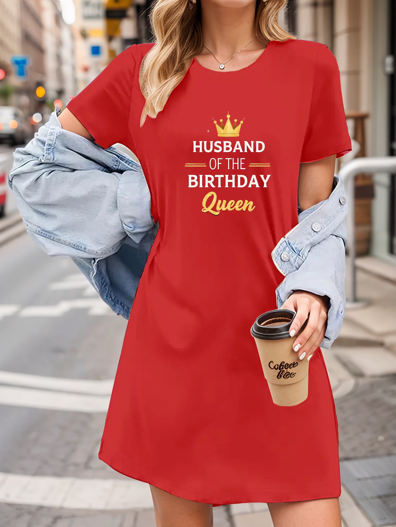 Birthday Crown Queen Oversized Sequin T-Shirt Dress