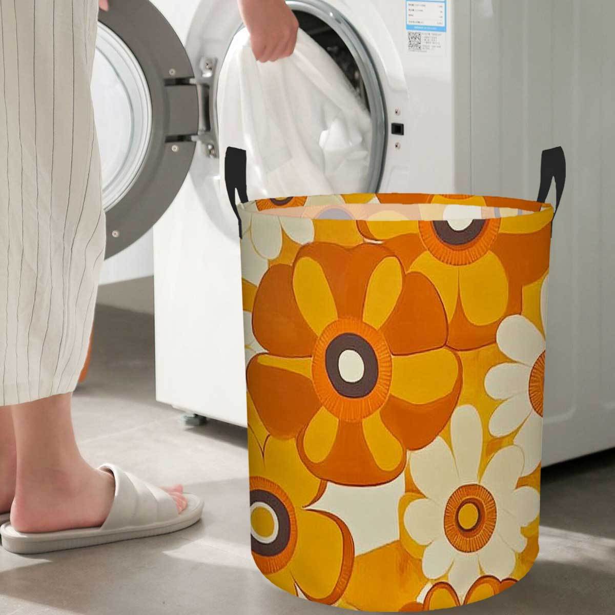 TEMU Vintage Laundry Basket With Handles - Large Capacity, Foldable, Durable Polyester Organizer For Dirty Clothes And Laundry Supplies, Perfect Gift
