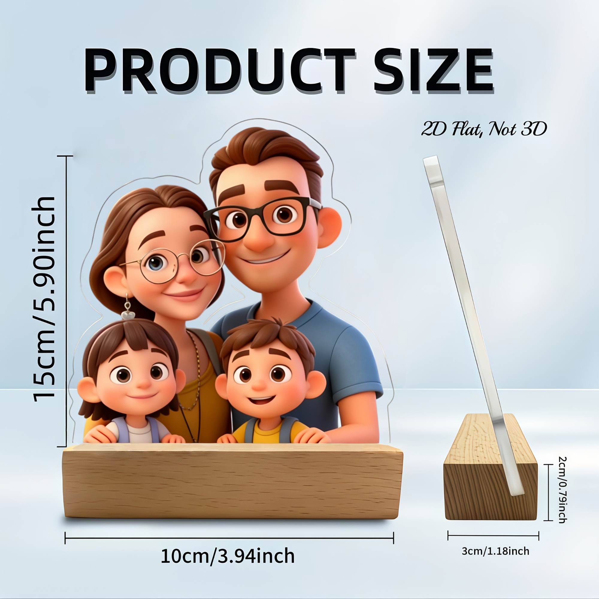 TEMU Placa acrílica 3D 2D de dibujos animados personalizada [Personalizada] - Marco de fotos personalizado diseñado por IA, colores , regalo de San