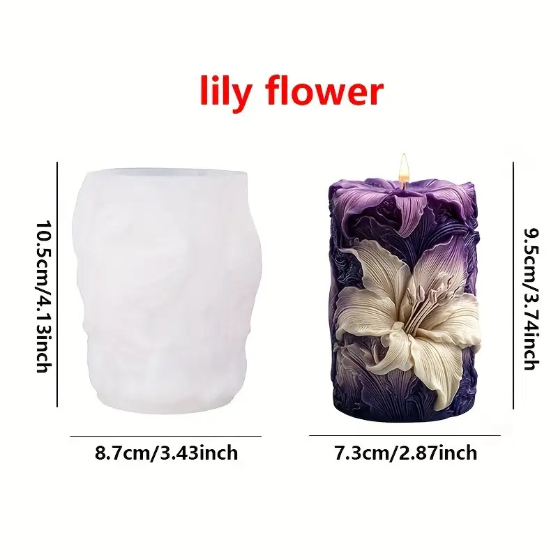 Image of 1pc Lily Candle Silicone Mold - Used For Candles, Soaps, Plaster, Concrete Decorations, Wedding Decorations, Holiday Gifts, Home Decorations Silicone Mold, Easy To Release And Heat Resistant