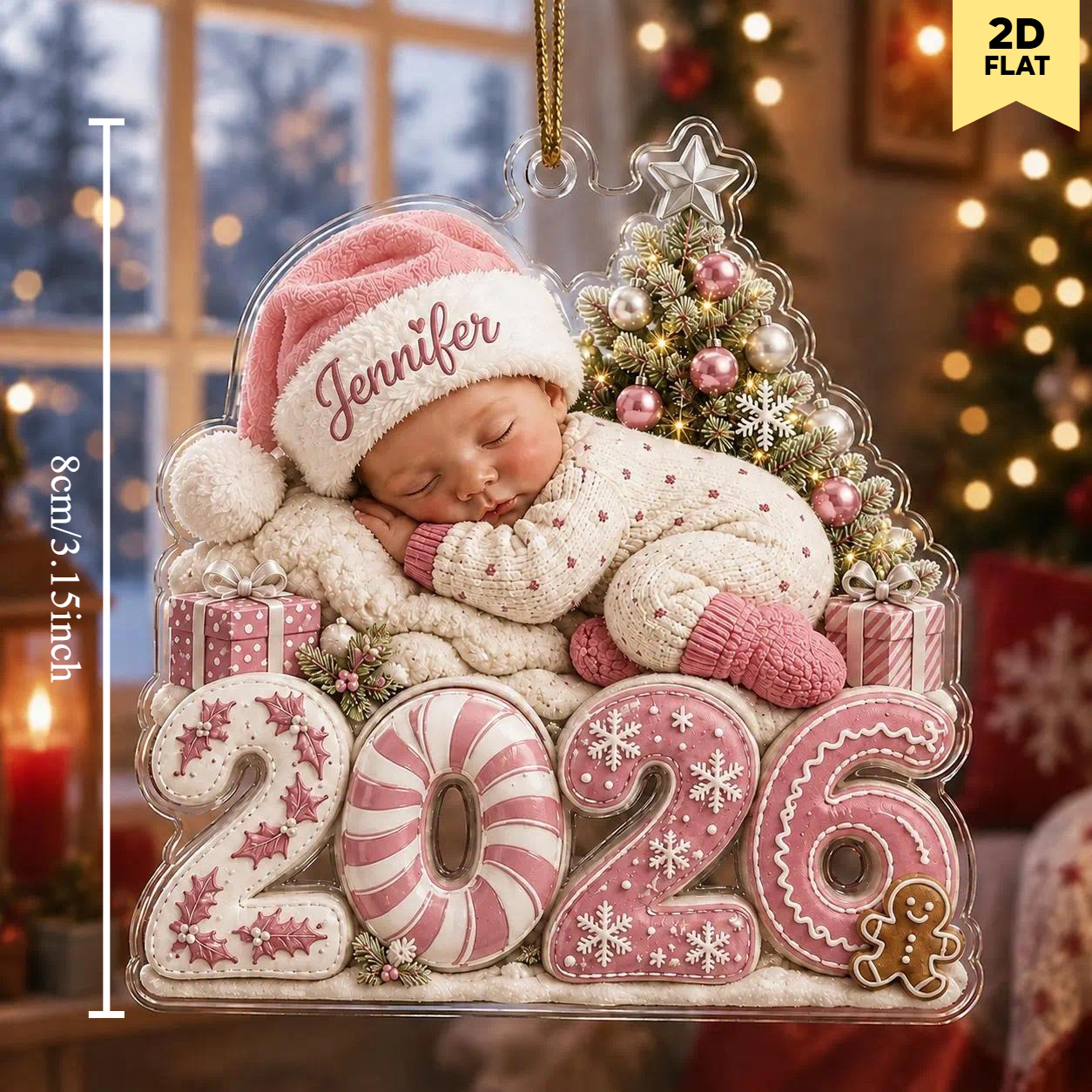TEMU [Personalizzato] Pianale 2D Piatto - [2D] Decorazione Personalizzata per Natale del Bambino 2026, Decorazione per Neonati con Personalizzato,
