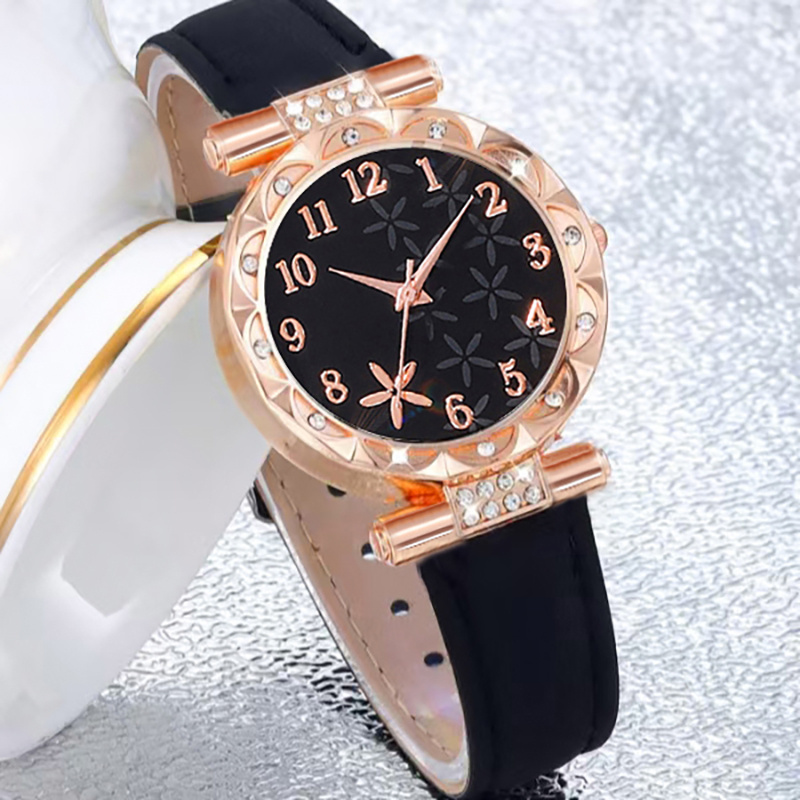 6pcs Women's Luxury Quartz Watch & Matching Set - Elegant Watch with Strap, Bracelet, Necklace, Earring Suitable for Easter, Ramadan, Valentine's Day Gift - Stylish Quartz Watch for Parties, Weddings, Daily Wear