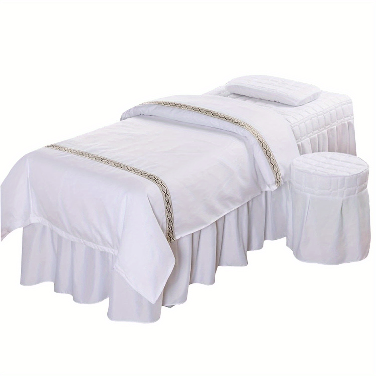 

Yiyibuys Massage Table Skirt Solid Color Massage Table Sheet Sets Bed Valance Sheet Table Skirt Natural Massage Linen Salon Bed Cover Bedspreads Bedding White, 1 Set