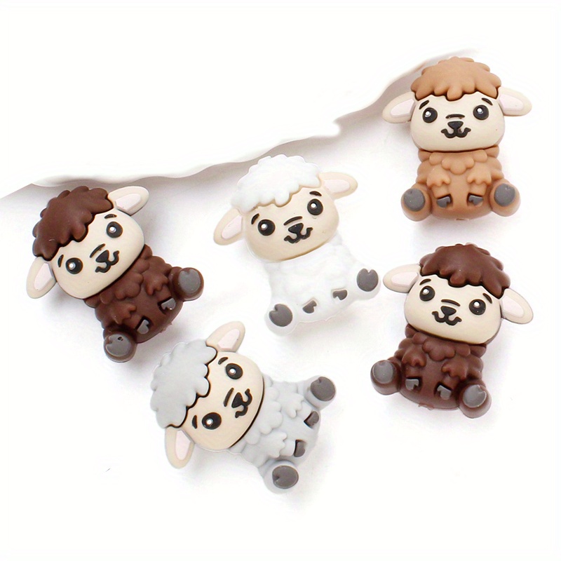 Image of 5pcs Silicone Animal Lamb Beads Stereo Sheep Loose Silicone Beads For Handmade Jewelry Making Diy Beaded Pen Pendant Necklace Bracelet Earrings Accessories Decoration Gift& Random Color