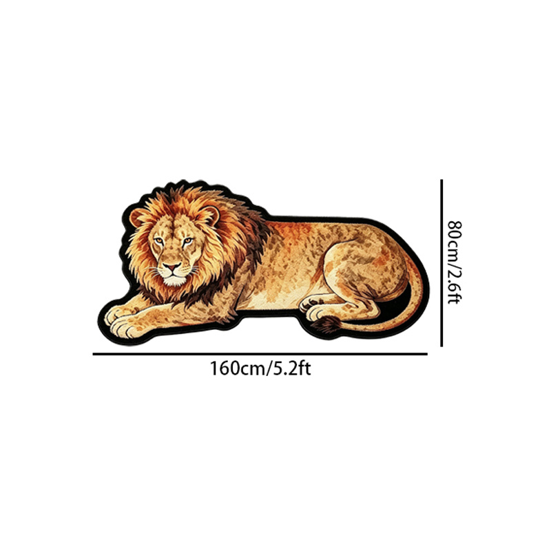 TEMU Velvet With Dotted Plastic Anti-slip Backing, Vintage Trendy Lion-shaped Area Rug, Creative And Home Decor For Living Room, Bedside Rug For
