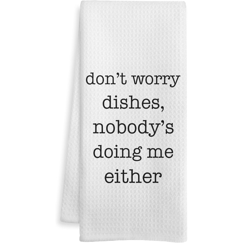 TEMU 1pc Scouring Pad, Housewarming Gift Dish Towel, Don't Worry About No 1 Doing The Dishes, Humorous Decorative Use