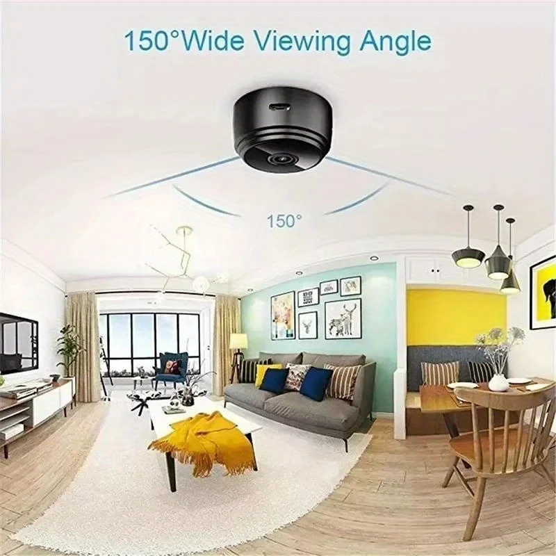 a9 1080p hd wifi mini surveillance a wireless corder for smart home usb powered remote access black for indoor use indoor sleek a design usb powered details 6