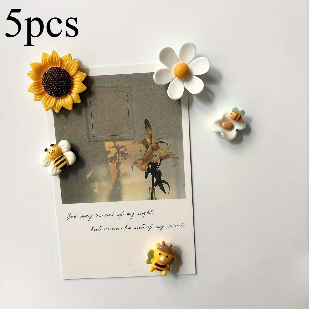 5pcs Flower Bee Fridge Magnets With Photo Message Holders - Multicolor Holders Suitable For Photos, Notes, Photos Display, Plastic Decor For Refrigerator, For Home,,, Office, Holiday Gifts (no -free)