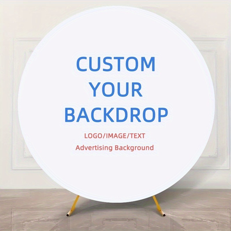 TEMU 2d Flat, 1pc Custom Round Wedding Backdrop Suitable For Weddings, Birthdays, Baptisms - Photo Booth Background With /text/patterns, Fabric For