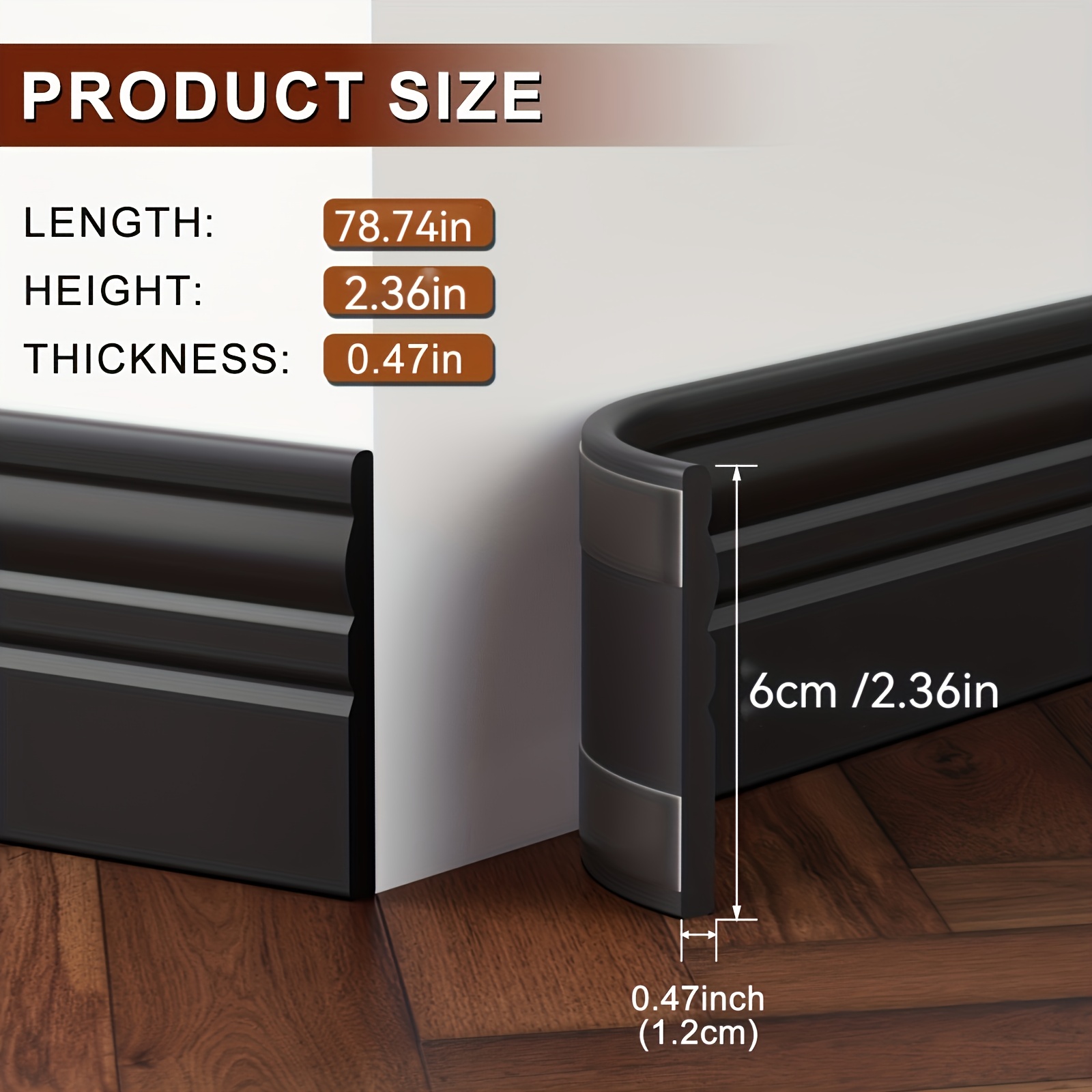Image of Self-adhesive Floor Trim | Easy-to-install Peel-and-stick Decoration Tool, Suitable For Home Use, Made Of Durable Material, By Enthusiasts, Modern Decorative Additions, Wall Edge Stickers