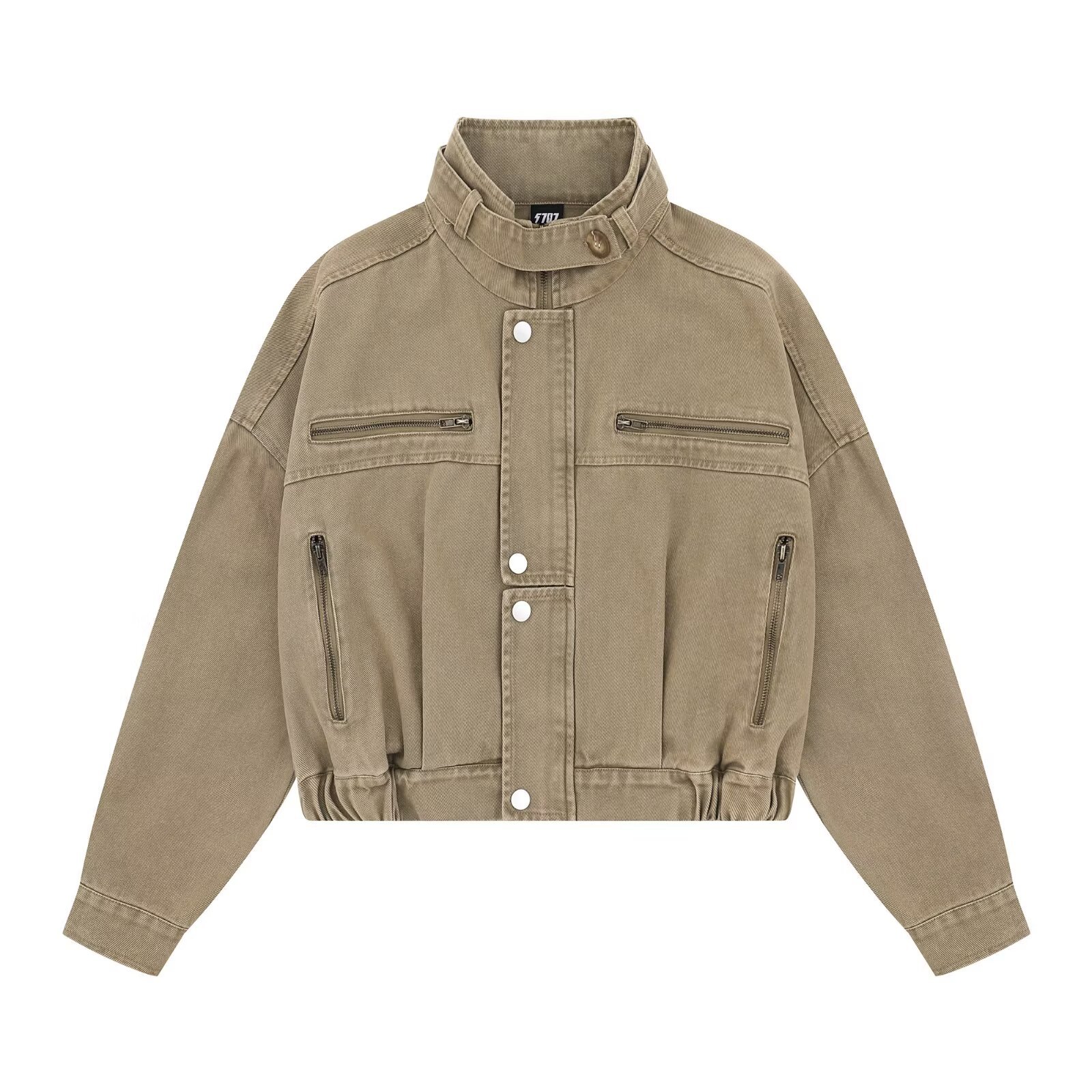Women's Cropped Stand Collar Bomber Jacket